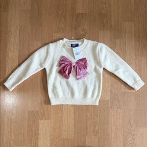 Lands' End Ivory Sweater with Rose Bow